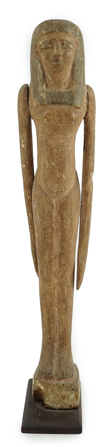 An Egyptian painted gesso and wood portrait statuette of a woman, probably Middle Kingdom, 12th dynasty, 1991-1802 BC